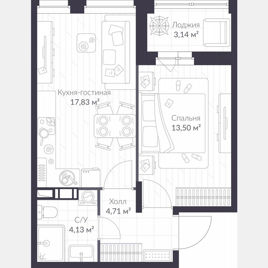 1-к. квартира, 42,5 м², 7/10 эт.