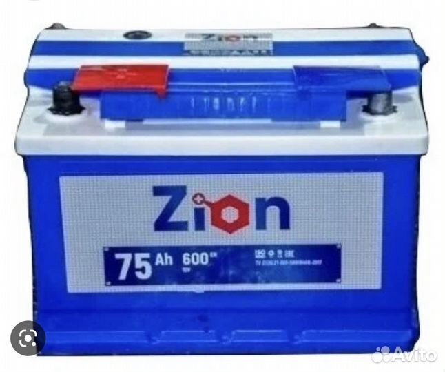 Автомобильный аккумулчтор zion 75 А/ч, пп