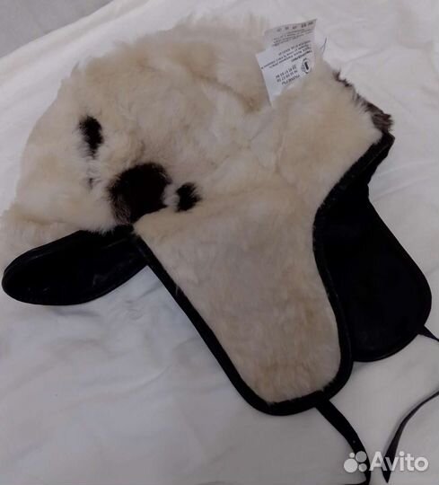 Шапка ушанка кожаная, 60 размер