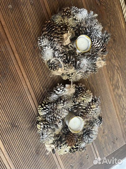 Рождественский новогодний венок Подсвечник елка