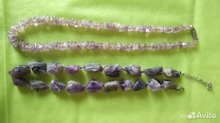 Бусы янтарь гранат опал аметист коралл