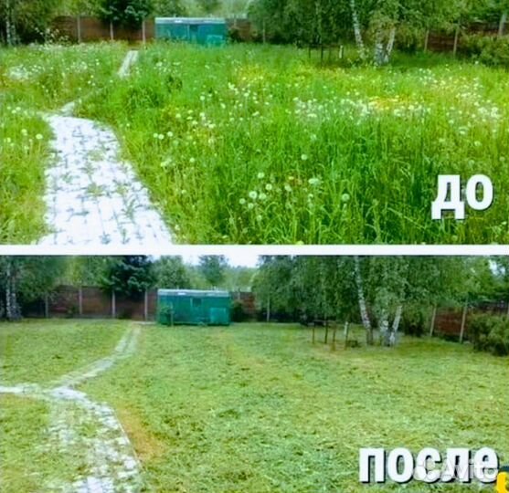 Покос травы триммером