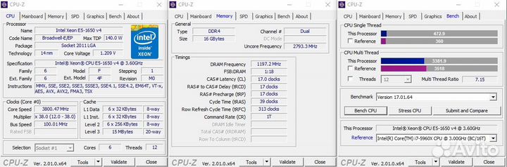 Процессор Intel Xeon E5-1650v4 LGA 2011-3