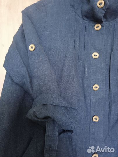Пиджак женский 100% лён синего цвета