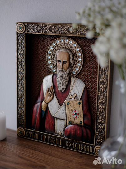 Икона Святителя Артемия Солунского 23х19 см