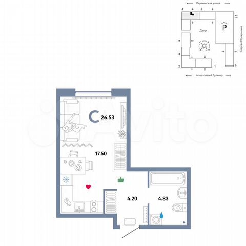 Квартира-студия, 26,5 м², 10/25 эт.