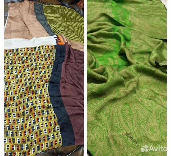 Палантины шелковые fendi и etro италия