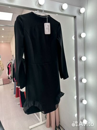 Черное платье с рукавами мини новое женское xs s