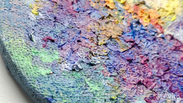 Картина маслом 14см цветок ирис абстракция