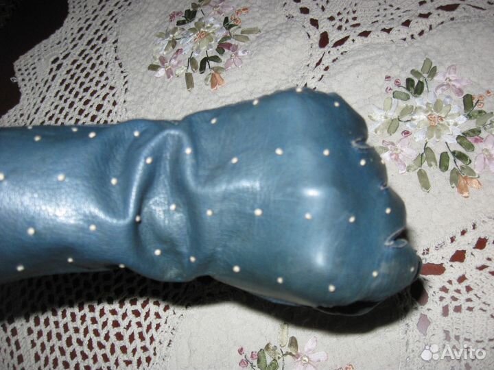 Перчатки винтажные женские кожа Европа морск. волн