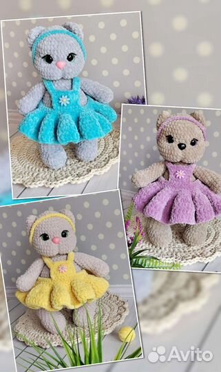 Мягкая вязаная игрушка Кошечка