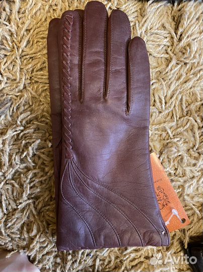 Перчатки кожаные бордовые