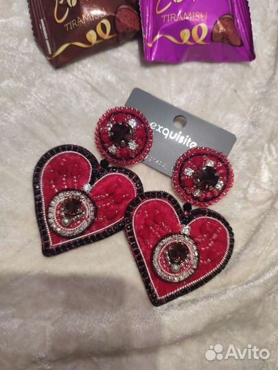 Серьги ручной работы из бархата