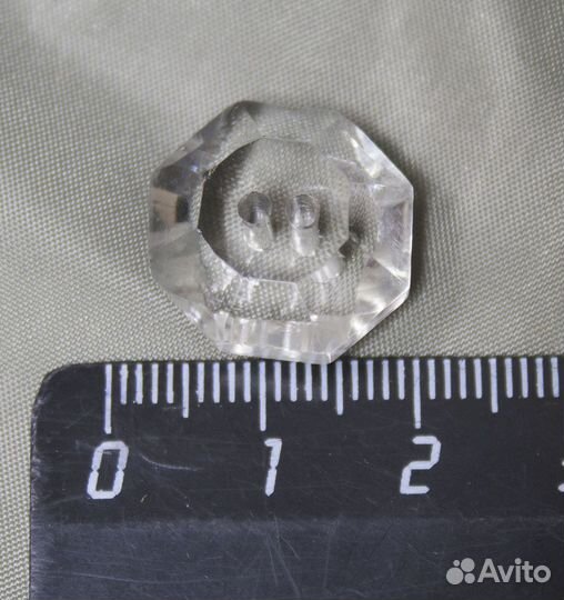 Пуговица 1 шт, прозрачное стекло, диаметр 1,7 см