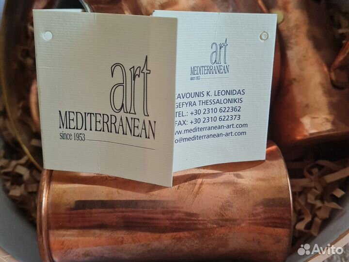 Посуда чайник и кружки медные Mediterranean