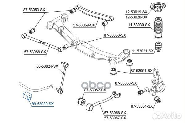 89-53030-SX втулка стабилизатора заднего KIA S