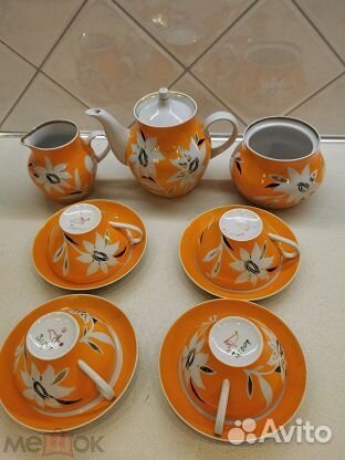 Чайный сервиз СССР Тигровая лилия Дулево 1977 фарф