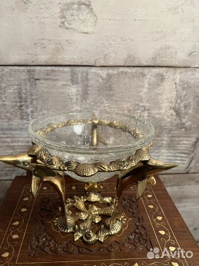 Ваза для конфет. Латунь, стекло