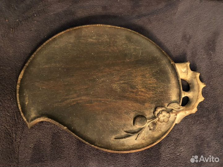 Поднос деревянный с резьбой старинный