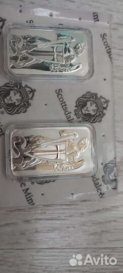 Слиток серебро Архангел Михаил и змей 31.1гр