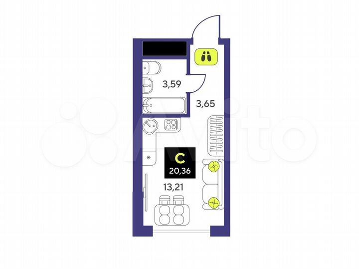 Квартира-студия, 20,4 м², 10/14 эт.