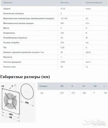 Вентилятор осевой