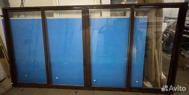 Алюминиевые окна лоджии 3440*1750 коричневая бу