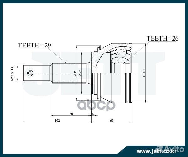 Шрус внешний jett V41-1520 V41-1520 jett