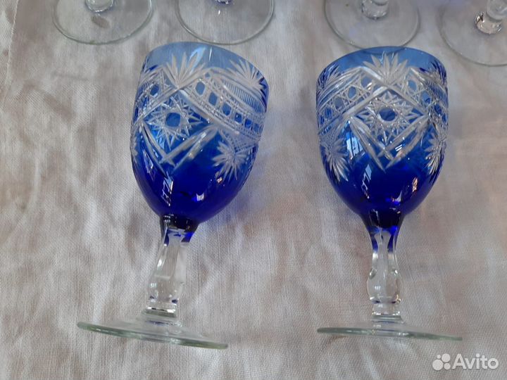 Цветной Хрусталь,фужеры,бакалы чехия 6шт
