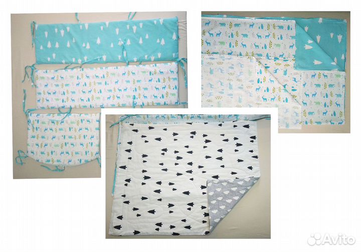 Комплект в кроватку. Бортики, постел.белье, одеяло