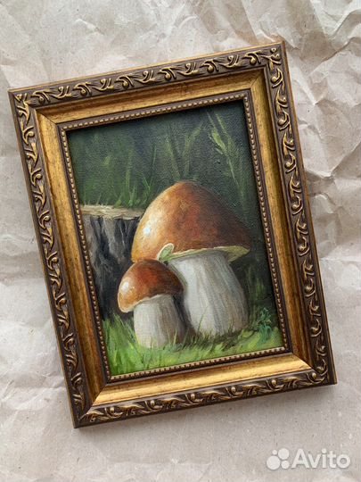 Картина маслом с грибами