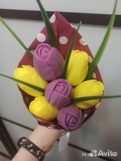 Букеты из мыла (7 тюльпанов)