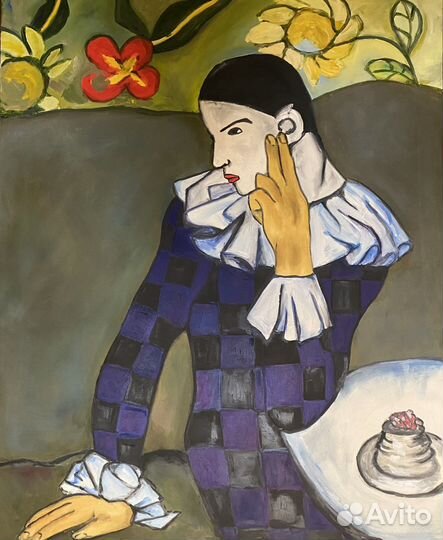 Копия картины Пикассо «Арлекин»