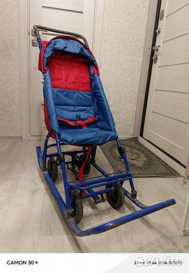 Детские санки коляска с колесами