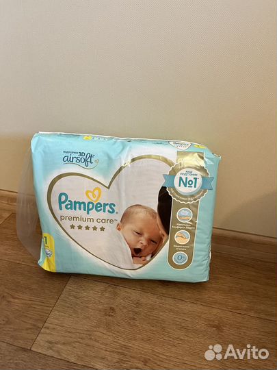 Подгузники новые pampers 1 от 2-5 кг