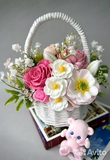 Букет цветов из мыла в корзиночках