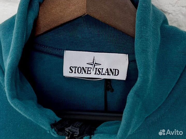 Полу-Зип Свитшот stone island dark teal green 23FW