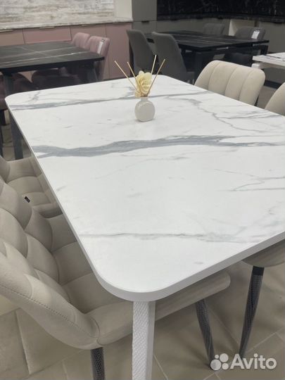 Кухонный стол дублин белый мрамор