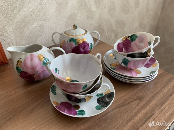 Чайный сервиз СССР свадебный дулево розы