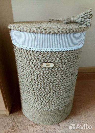 Корзины для белья и хранения, круглые, джут