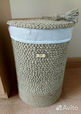 Корзины для белья и хранения, круглые, джут