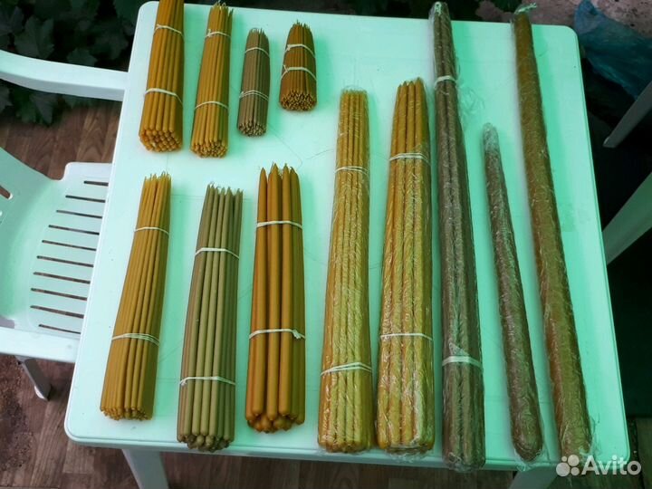 Свечи восковые, натуральные, конусные