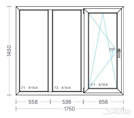 Пластиковые окна (пвх) 3 секции. В наличии