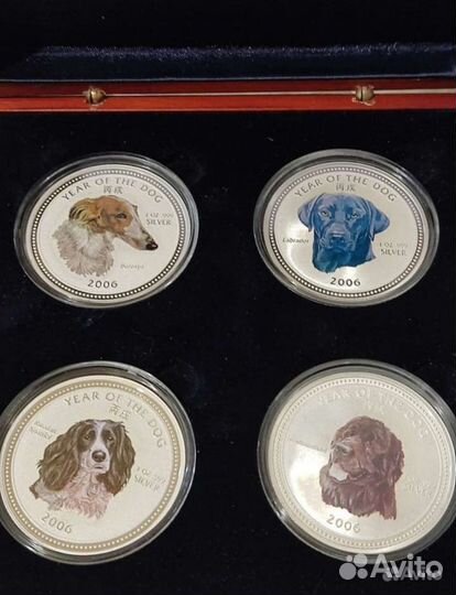 Набор серебряных монет. Собаки. Камбоджи