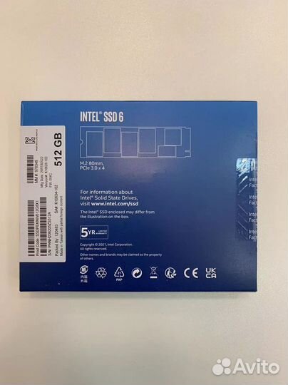 Intel NVMe SSD M.2 512GB pcie-3.0