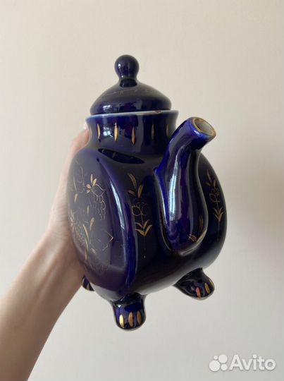 Чайник фарфор кобальт золочение
