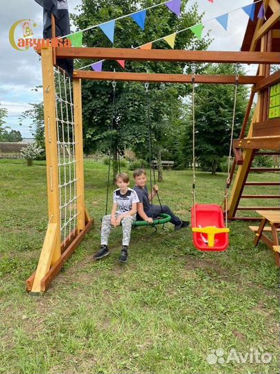 Детские площадки домики горка качели