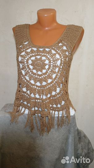 Топ в стиле бохо с бахромой ручная работа