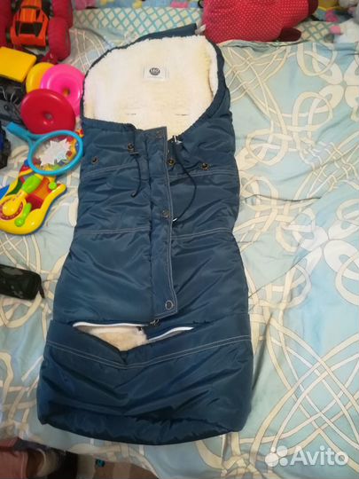 Зимний конверт в коляску на овчине