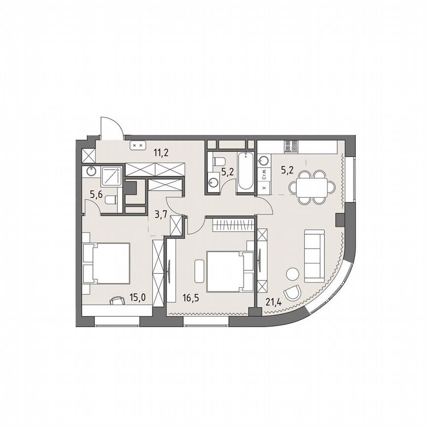 3-к. квартира, 83,9 м², 28/35 эт.